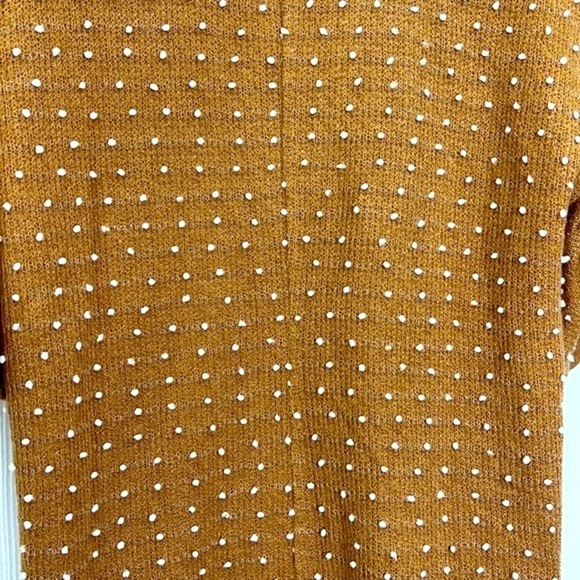 BCBGENERATION- Tan Flared Sleeves White Polka Dot Balls Short Sleeve Dress M - Picture 12 of 12